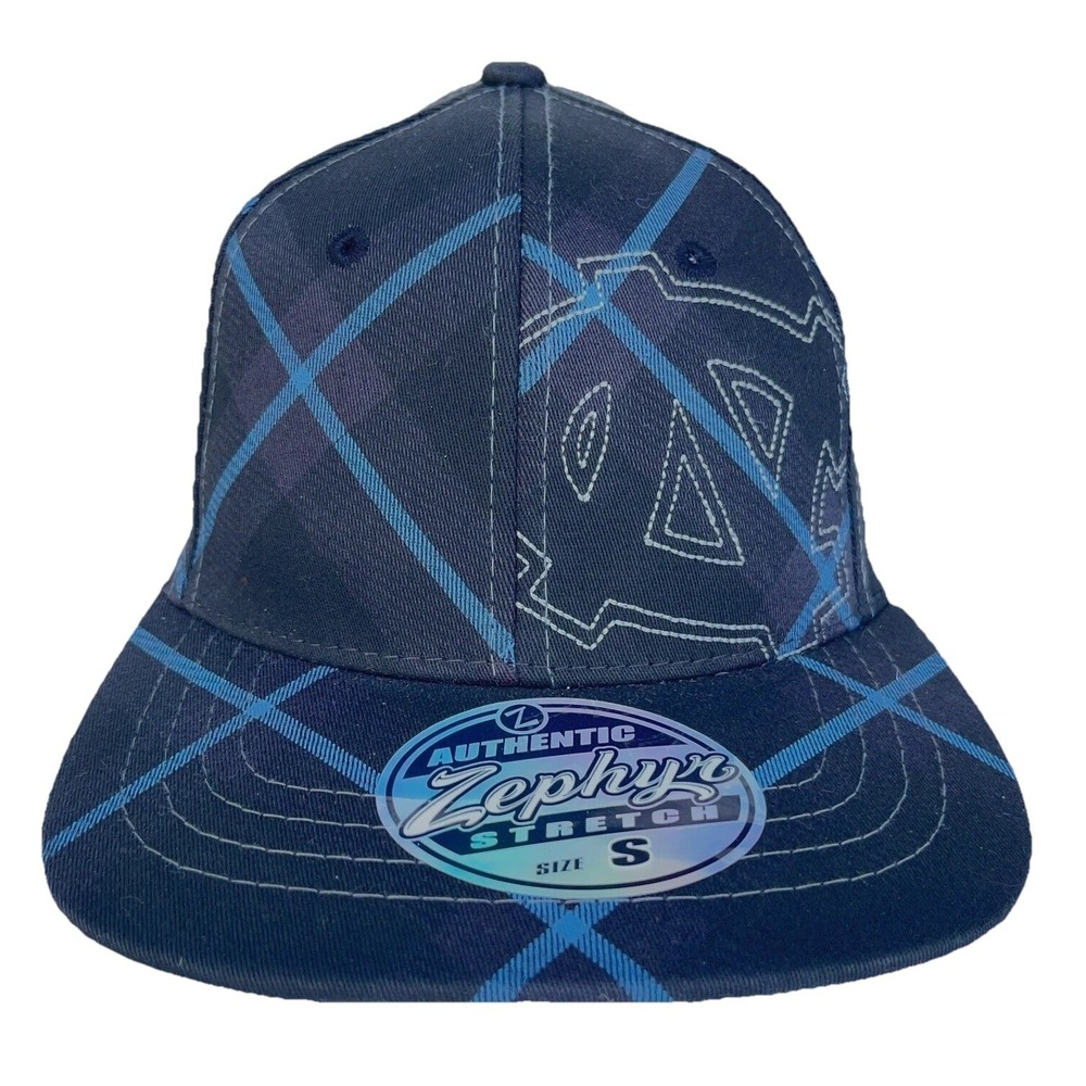 North Carolina Tar Heels Hat Cap Stretch Flex Fit S/M Black Geometric UNC‎ Flat